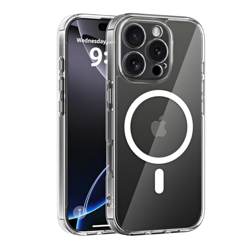 COOLQO Magnetische Schutzhülle für iPhone 16 Pro, kompatibel mit MagSafe, 4,5 m Fallschutz in Militärqualität, kratzfeste Rückseite, vergilbungsfrei, stoßfest, dünn, transparent COOLQO Magnetische Schutzhülle für iPhone 16 Pro, kompatibel mit MagSafe, 4,5 m Fallschutz in Militärqualität, kratzfeste Rückseite, vergilbungsfrei, stoßfest, dünn, transparent von COOLQO