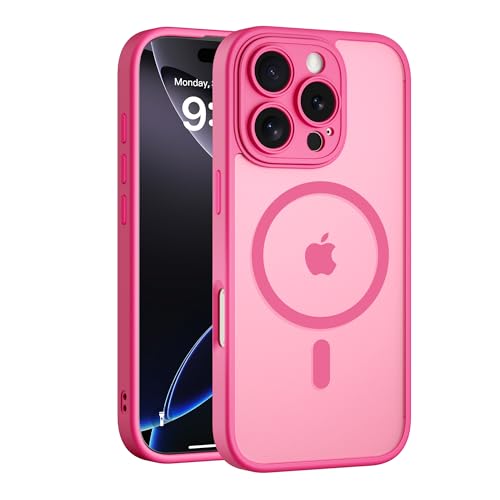 COOLQO Magnetische Schutzhülle für iPhone 16 Pro, kompatibel mit MagSafe, 4,5 m Fallschutz in Militärqualität, durchscheinend, matt, kratzfest, stoßfest, schlanke Handyhülle, HotPink COOLQO Magnetische Schutzhülle für iPhone 16 Pro, kompatibel mit MagSafe, 4,5 m Fallschutz in Militärqualität, durchscheinend, matt, kratzfest, stoßfest, schlanke Handyhülle, HotPink von COOLQO