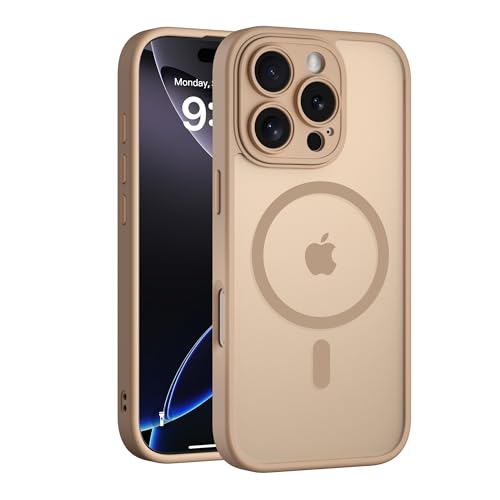COOLQO Magnetische Schutzhülle für iPhone 16 Pro, kompatibel mit MagSafe, 4,5 m Fallschutz in Militärqualität, durchscheinend matt, kratzfest, stoßfest, schlanke Handyhülle, Braun COOLQO Magnetische Schutzhülle für iPhone 16 Pro, kompatibel mit MagSafe, 4,5 m Fallschutz in Militärqualität, durchscheinend matt, kratzfest, stoßfest, schlanke Handyhülle, Braun von COOLQO