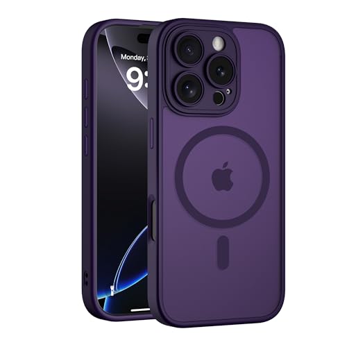 COOLQO Magnetische Schutzhülle für iPhone 16 Pro Max, kompatibel mit MagSafe, 4,5 m Fallschutz in Militärqualität, durchscheinend, matt, kratzfest, stoßfest, schlanke Handyhülle, Lila COOLQO Magnetische Schutzhülle für iPhone 16 Pro Max, kompatibel mit MagSafe, 4,5 m Fallschutz in Militärqualität, durchscheinend, matt, kratzfest, stoßfest, schlanke Handyhülle, Lila von COOLQO
