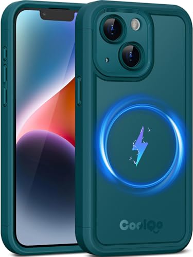 COOLQO Magnetische für iPhone 13 Hülle, kompatibel mit MagSafe, zweilagiges Design militärischer Schutz, durchscheinende matte kratzfeste Rückseite, stoßfeste Handyhülle, Grün COOLQO Magnetische für iPhone 13 Hülle, kompatibel mit MagSafe, zweilagiges Design militärischer Schutz, durchscheinende matte kratzfeste Rückseite, stoßfeste Handyhülle, Grün von COOLQO