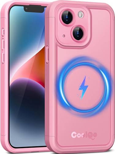 COOLQO Magnetische für iPhone 13 Hülle, kompatibel mit MagSafe, zweilagiges Design militärischer Schutz, durchscheinende matte kratzfeste Rückseite, stoßfeste Handyhülle, Rosa COOLQO Magnetische für iPhone 13 Hülle, kompatibel mit MagSafe, zweilagiges Design militärischer Schutz, durchscheinende matte kratzfeste Rückseite, stoßfeste Handyhülle, Rosa von COOLQO