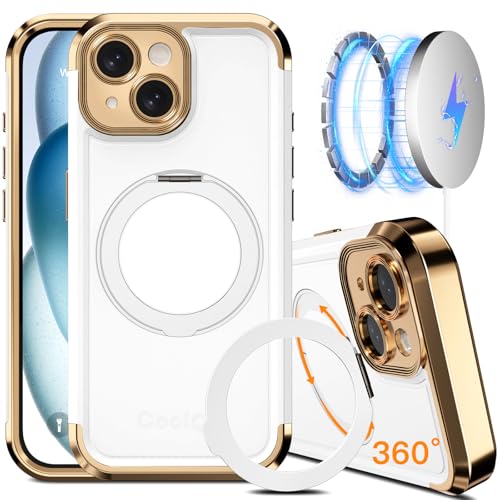 COOLQO Schutzhülle für iPhone 13, 15,4 cm, verbesserter 360°-Drehung, magnetischer Ständer, kompatibel mit Magsafe, Fallschutz in Militärqualität, stoßfeste Schutzhülle für iPhone 13, Weißgold COOLQO Schutzhülle für iPhone 13, 15,4 cm, verbesserter 360°-Drehung, magnetischer Ständer, kompatibel mit Magsafe, Fallschutz in Militärqualität, stoßfeste Schutzhülle für iPhone 13, Weißgold von COOLQO