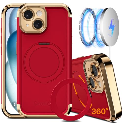 COOLQO Schutzhülle für iPhone 13, 15,4 cm (6,1 Zoll), verbesserter 360° drehbarer magnetischer Ständer, kompatibel mit Magsafe, Fallschutz in Militärqualität, stoßfeste Schutzhülle für iPhone 13 von COOLQO