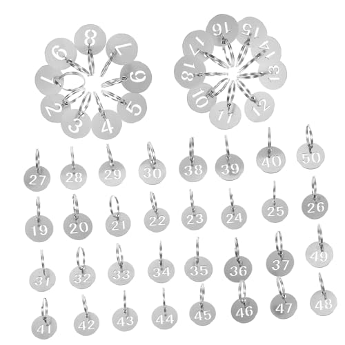 COOPHYA 50 Nummernschild Schlüsseletiketten mit Ringen ausgehöhlte nummerierte Schilder Schlüsselanhänger Nummernschilder tragbare Schlüsseletiketten Rostfreier von COOPHYA