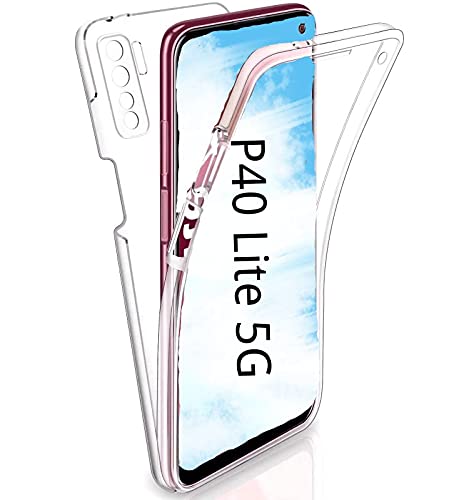 COPHONE® kompatibel Huawei P40 Lite 5G Hülle Silikon 360 Grad transparent. Total transparent, weiche Vorderseite + Harte Rückseite. Stoßfeste 360-Grad-Touch-Handyhülle für Huawei P40 Lite 5G von COPHONE