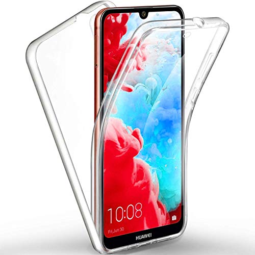 COPHONE® kompatibel Huawei Y6 2019 Hülle Silikon 360 Grad transparent. Total transparent, weiche Vorderseite + harte Rückseite. Stoßfeste 360-Grad-Touch-Handyhülle für Huawei Y6 2019 von COPHONE