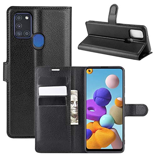 COPHONE Handyhülle Schwarz Kompatibel Samsung Galaxy A21S Hülle Leder, Samsung Galaxy A21S Klapphülle Handytasche Case für Samsung Galaxy A21S Handy Hüllen von COPHONE