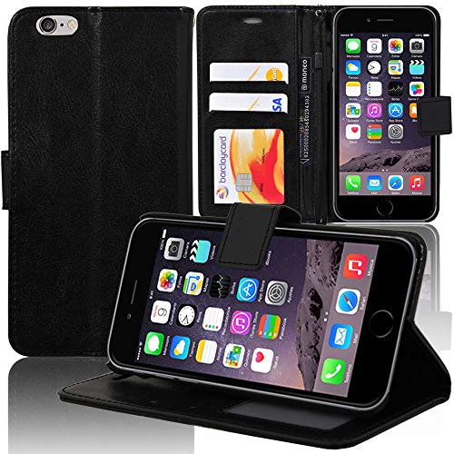 COPHONE Handyhülle Schwarz Kompatibel iPhone 6 Plus / 6s Plus Hülle Leder, iPhone 6s Plus Klapphülle Handytasche Case für iPhone 6 Plus Handy Hüllen von COPHONE