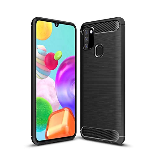 COPHONE Hülle kompatibel Samsung GALAXY A21S , Schwarz Silikon Handyhülle für GALAXY A21S Case Karbon Optik Schutzhülle von COPHONE