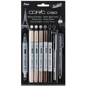 COPIC® Ciao 5+1 Layoutmarker-Set farbsortiert 1,0 + 6,0 mm, 6 St. von COPIC®