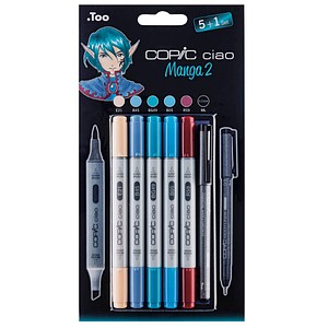 COPIC® Ciao 5+1 Layoutmarker-Set farbsortiert 1,0 + 6,0 mm, 6 St. von COPIC®