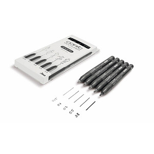 COPIC® Multiliner Fineliner schwarz 0,05 + 0,1 + 0,3 + 0,5 + 0,8 mm, 5 St. von COPIC®