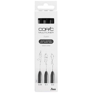 COPIC® Multiliner Fineliner schwarz 0.05 + 0.1 + 0.3 mm, 3 St. von COPIC®