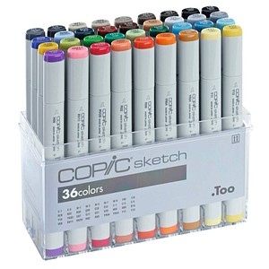 COPIC® Sketch Layoutmarker-Set farbsortiert 1,0 + 6,0 mm, 36 St. von COPIC®