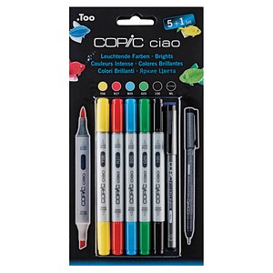 COPIC® ciao "5+1"-Sets Layoutmarker-Set farbsortiert 1,0 + 6,0 mm, 6 St. von COPIC®