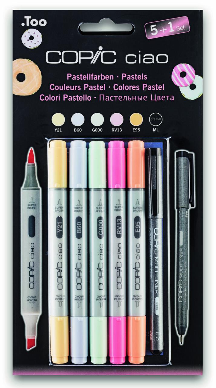 Copic Ciao 5+1 Set Pastels Layoutmarker-Set buttercup yellow, pale blue gray,... von COPIC®