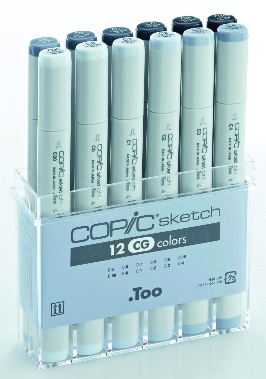 COPIC® Sketch 12er Grau Set CG Layoutmarker-Set 1.0 + 6.0 mm Mehrfarbig von COPIC®