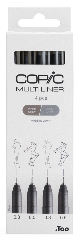 COPIC Fineliner MULTILINER, grau, 4er Set von COPIC