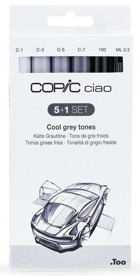 COPIC Marker ciao, 5+1 Set , Cool grey tones, von COPIC