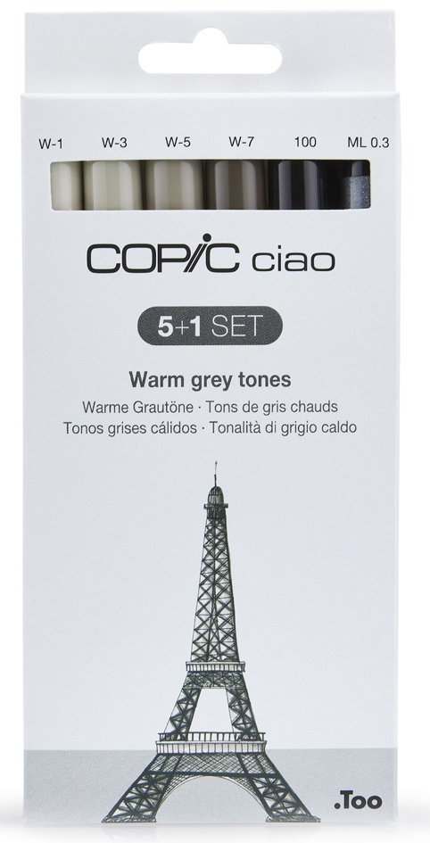 COPIC Marker ciao, 5+1 Set , Warm grey tones, von COPIC