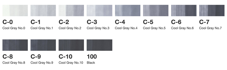 COPIC Marker classic, 12er Grau Set , CG, , kalte Grautöne von COPIC