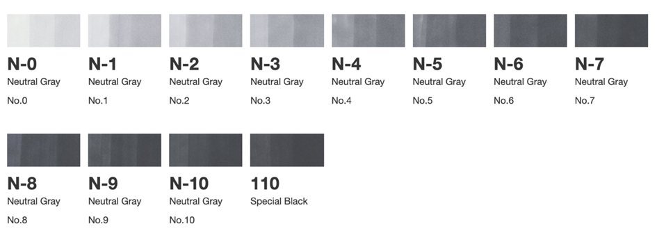COPIC Marker classic, 12er Grau Set , NG, , neutrale Grautöne von COPIC