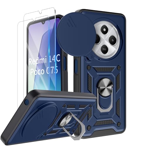 COPIKE Armor für Xiaomi Redmi 14C / Poco C75 Hülle Stoßfest mit 2 Stück Schutzfolie, Handyhülle Kameraschutz Slide Camera mit 360 Drehbarer Fingerring Ständer, Blau COPIKE Armor für Xiaomi Redmi 14C / Poco C75 Hülle Stoßfest mit 2 Stück Schutzfolie, Handyhülle Kameraschutz Slide Camera mit 360 Drehbarer Fingerring Ständer, Blau von COPIKE