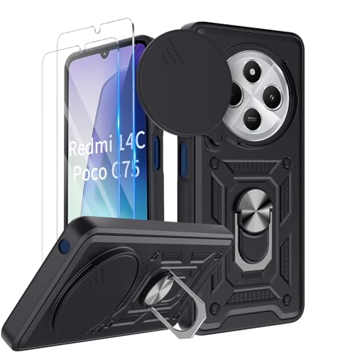 COPIKE Armor für Xiaomi Redmi 14C / Poco C75 Hülle Stoßfest mit 2 Stück Schutzfolie, Handyhülle Kameraschutz Slide Camera mit 360 Drehbarer Fingerring Ständer, Schwarz COPIKE Armor für Xiaomi Redmi 14C / Poco C75 Hülle Stoßfest mit 2 Stück Schutzfolie, Handyhülle Kameraschutz Slide Camera mit 360 Drehbarer Fingerring Ständer, Schwarz von COPIKE
