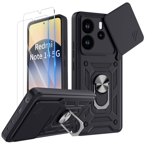COPIKE Armor für Xiaomi Redmi Note 14 5G (Nicht für 4G) Hülle Stoßfest mit 2 Stück Schutzfolie, Handyhülle Kameraschutz Slide Camera mit 360 Drehbarer Fingerring Ständer, Schwarz COPIKE Armor für Xiaomi Redmi Note 14 5G (Nicht für 4G) Hülle Stoßfest mit 2 Stück Schutzfolie, Handyhülle Kameraschutz Slide Camera mit 360 Drehbarer Fingerring Ständer, Schwarz von COPIKE