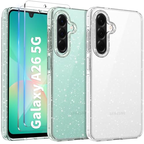 COPIKE Durchsichtig Handyhülle für Samsung Galaxy A26 5G Hülle mit 2 Stück Schutzfolie, Transparent Bling TPU Weiche Silikon Anti-Kratzer Schutzhülle für Mädchen, Glitzer COPIKE Durchsichtig Handyhülle für Samsung Galaxy A26 5G Hülle mit 2 Stück Schutzfolie, Transparent Bling TPU Weiche Silikon Anti-Kratzer Schutzhülle für Mädchen, Glitzer von COPIKE