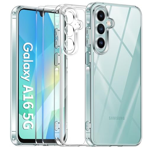 COPIKE Stoßfest Kameraschutzhülle für Samsung Galaxy A16 4G / 5G Hülle mit 2 Stück Schutzfolie, Transparent [Nie Vergilbung] Dünn Anti-Kratzer Handyhülle Samsung A16 5G, Durchsichtig von COPIKE
