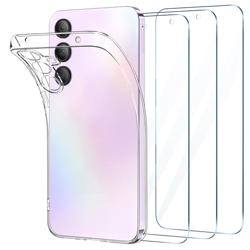 COPIKE Kameraschutzhülle Kompatibel für Samsung Galaxy A35 Hülle mit 3 Stück Schutzfolie, Handyhülle Samsung A35 5G Transparent TPU Weiche Silikon Anti-Gelb Anti-Kratzer Case, Durchsichtig von COPIKE