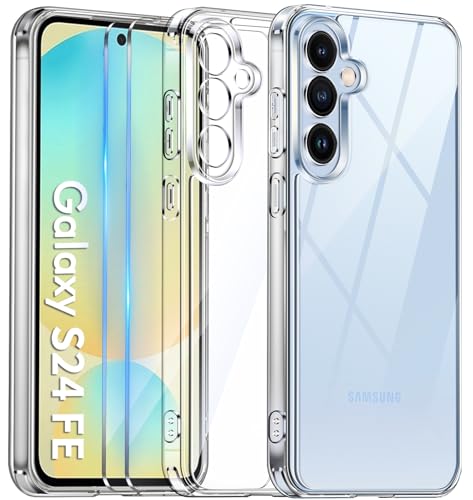 COPIKE Kameraschutzhülle für Samsung Galaxy S24 FE 5G Hülle mit 2 Stück Schutzfolie, Handyhülle Transparent [Nie Vergilbung] Dünn Stoßfest Anti-Kratzer Samsung S24 FE Case, Durchsichtig von COPIKE