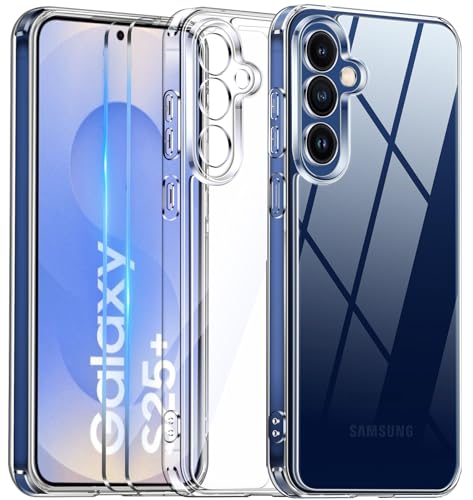 COPIKE Kameraschutzhülle für Samsung Galaxy S25+ / S25 Plus Hülle mit 2 Stück Schutzfolie, Handyhülle Samsung Galaxy S25 Plus Transparent [Nie Vergilbung] Dünn Stoßfest Anti-Kratzer Case, Durchsichtig von COPIKE