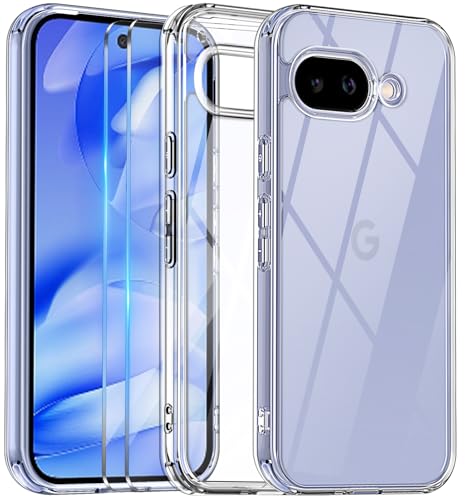 COPIKE Kompatibel für Google Pixel 9A Hülle mit 2 Stück Schutzfolie, Handyhülle Google Pixel 9A Transparent [Nie Vergilbung] Dünn Stoßfest Anti-Kratzer Case, Durchsichtig von COPIKE