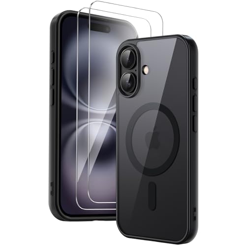 COPIKE Magnetisch für iPhone 16 Hülle mit 2 Stück Schutzfolie, Handyhülle iPhone 16 Case Dünn Klar Stoßfest Rückseite Schutzhülle, Schwarz COPIKE Magnetisch für iPhone 16 Hülle mit 2 Stück Schutzfolie, Handyhülle iPhone 16 Case Dünn Klar Stoßfest Rückseite Schutzhülle, Schwarz von COPIKE