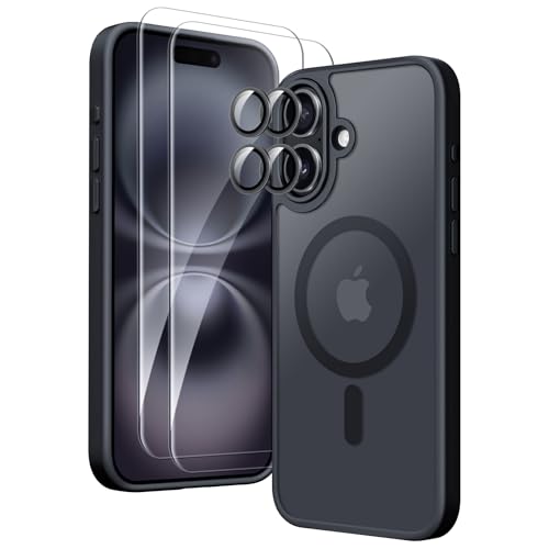 COPIKE Magnetisch für iPhone 16 Hülle mit 2 Stück Schutzfolie und 2 Kameraschutz, Handyhülle iPhone 16 Case Magnet Translucent Dünn Stoßfest Anti-Fingerabdruck Rückseite Schutzhülle, Schwarz COPIKE Magnetisch für iPhone 16 Hülle mit 2 Stück Schutzfolie und 2 Kameraschutz, Handyhülle iPhone 16 Case Magnet Translucent Dünn Stoßfest Anti-Fingerabdruck Rückseite Schutzhülle, Schwarz von COPIKE