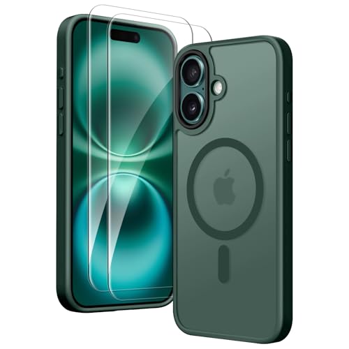 COPIKE Magnetisch für iPhone 16 Hülle mit 2 Stück Schutzfolie, Handyhülle iPhone 16 Case Magnet Translucent Dünn Stoßfest Anti-Fingerabdruck Rückseite Schutzhülle, Matt Grün COPIKE Magnetisch für iPhone 16 Hülle mit 2 Stück Schutzfolie, Handyhülle iPhone 16 Case Magnet Translucent Dünn Stoßfest Anti-Fingerabdruck Rückseite Schutzhülle, Matt Grün von COPIKE