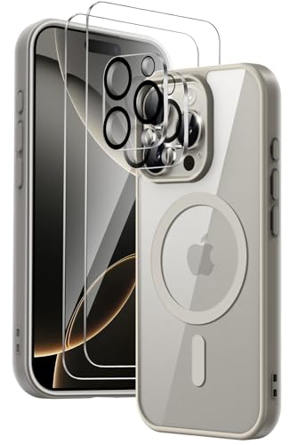 COPIKE Magnetisch für iPhone 16 Pro Hülle mit 2 Stück Schutzfolie und 2 Kameraschutz, Handyhülle iPhone 16 Pro Dünn Klar Stoßfest Rückseite Case, Titanium Natural COPIKE Magnetisch für iPhone 16 Pro Hülle mit 2 Stück Schutzfolie und 2 Kameraschutz, Handyhülle iPhone 16 Pro Dünn Klar Stoßfest Rückseite Case, Titanium Natural von COPIKE