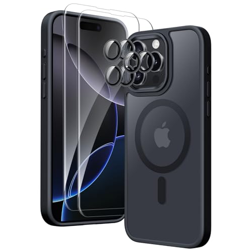 COPIKE Magnetisch für iPhone 16 Pro Hülle mit 2 Stück Schutzfolie und 2 Kameraschutz, Handyhülle iPhone 16 Pro Magnet Matt Translucent Dünn Stoßfest Anti-Fingerabdruck Rückseite Case, Schwarz COPIKE Magnetisch für iPhone 16 Pro Hülle mit 2 Stück Schutzfolie und 2 Kameraschutz, Handyhülle iPhone 16 Pro Magnet Matt Translucent Dünn Stoßfest Anti-Fingerabdruck Rückseite Case, Schwarz von COPIKE