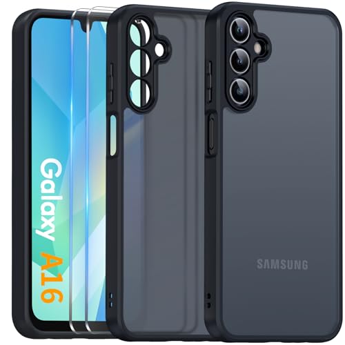 COPIKE Matt Kameraschutzhülle für Samsung Galaxy A16 4G / 5G Hülle mit 2 Stück Schutzfolie, Dünn Stoßfest Anti-Fingerabdruck Mattierte Rückseite Handyhülle Samsung A16 5G, Schwarz COPIKE Matt Kameraschutzhülle für Samsung Galaxy A16 4G / 5G Hülle mit 2 Stück Schutzfolie, Dünn Stoßfest Anti-Fingerabdruck Mattierte Rückseite Handyhülle Samsung A16 5G, Schwarz von COPIKE