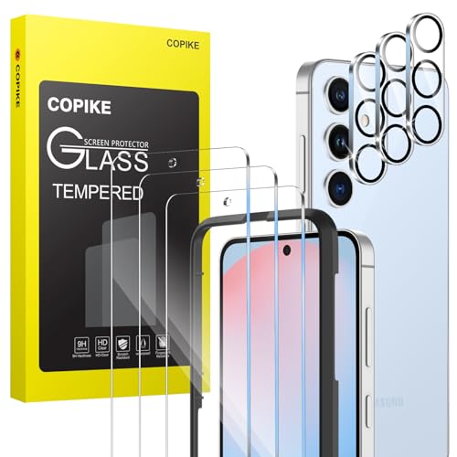 COPIKE Schutzfolie für Samsung Galaxy S24 FE Panzer Schutzglas mit Positionierhilfe, HD Klar 9H Härte Displayschutz und Kameraschutz, Anti-Kratz & Blasen von COPIKE