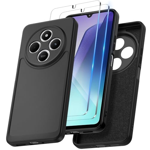 COPIKE Silikon Hülle für Xiaomi Redmi 14C / Redmi A4 / Poco C75 Dünn Rundumschutz Stoßfeste Handyhülle mit Mikrofaser-Futter, Seidig-Weicher Berühren, Schwarz von COPIKE