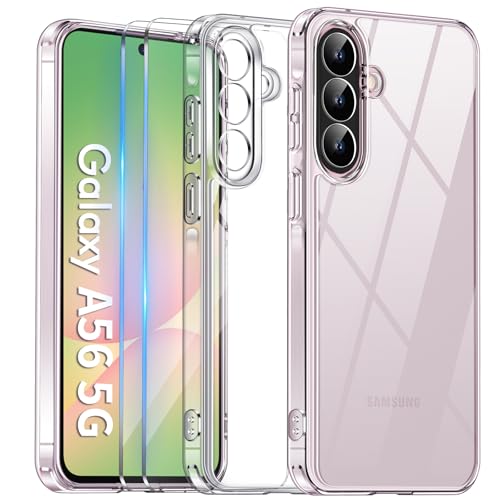COPIKE Stoßfest Kameraschutzhülle für Samsung Galaxy A56 5G Hülle mit 2 Stück Schutzfolie, Transparent [Nie Vergilbung] Dünn Anti-Kratzer Handyhülle Samsung A56 5G, Durchsichtig von COPIKE