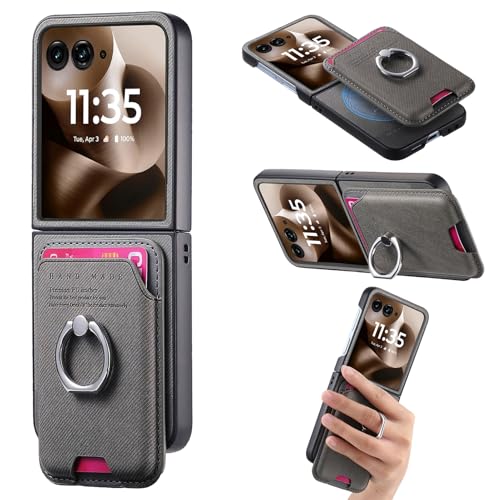 COQUE Denim Magnetkarten-Halter Handyhülle für Motorola Razr 60 Ultra, Stoßfeste Anti-Fall-Hülle mit Portemonnaie-Funktion, Verstellbarer Ständer & 2,5-Fach stärkerer Magnetverschluss-Grau COQUE Denim Magnetkarten-Halter Handyhülle für Motorola Razr 60 Ultra, Stoßfeste Anti-Fall-Hülle mit Portemonnaie-Funktion, Verstellbarer Ständer & 2,5-Fach stärkerer Magnetverschluss-Grau von COQUE