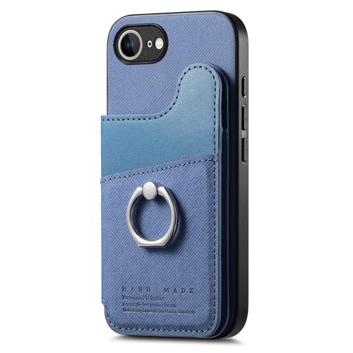 COQUE Denim Textured Flip Ring Stand Wallet Case für Apple iPhone 16e, RFID-Blockierung, stoßfest, Ringständer, mehrere Kartenfächer und Displayschutz, Abdeckung für Apple iPhone 16e-Blau COQUE Denim Textured Flip Ring Stand Wallet Case für Apple iPhone 16e, RFID-Blockierung, stoßfest, Ringständer, mehrere Kartenfächer und Displayschutz, Abdeckung für Apple iPhone 16e-Blau von COQUE