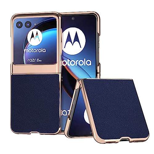 COQUE-Für Motorola Razr 40 Ultra Hülle, Faltbare Hülle Motorola Razr 40 Ultra mit Premium Leder Handy(Blau) von COQUE