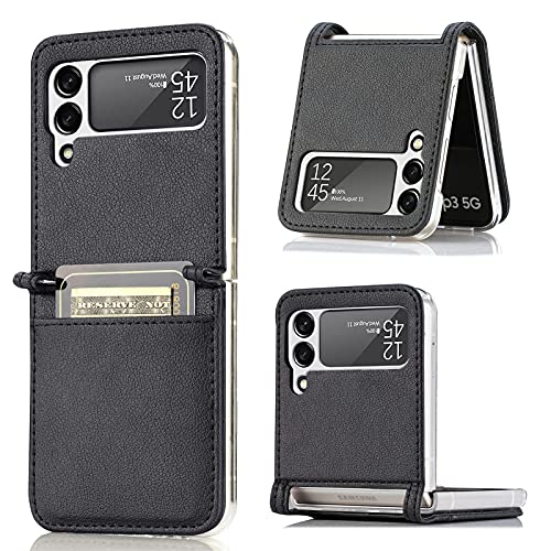 COQUE Galaxy Z Flip 3 5G Hülle, ultradünne wunderschöne Leder Kartensteckplatz Schutzhülle, klappbare Handyhülle für Samsung Galaxy Z Flip 3 5G-Schwarz COQUE Galaxy Z Flip 3 5G Hülle, ultradünne wunderschöne Leder Kartensteckplatz Schutzhülle, klappbare Handyhülle für Samsung Galaxy Z Flip 3 5G-Schwarz von COQUE