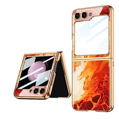 COQUE Galaxy Z Flip 5 5G Hülle,ultradünnes 9H Glas glänzend lackierte Handyhülle,Faltbare Handyhülle für Samsung Galaxy Z Flip 5 5G-Achat Rot von COQUE